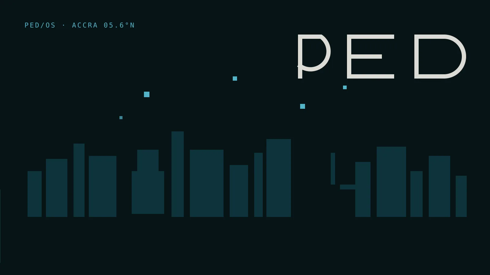 PED mark above a drawn Accra skyline