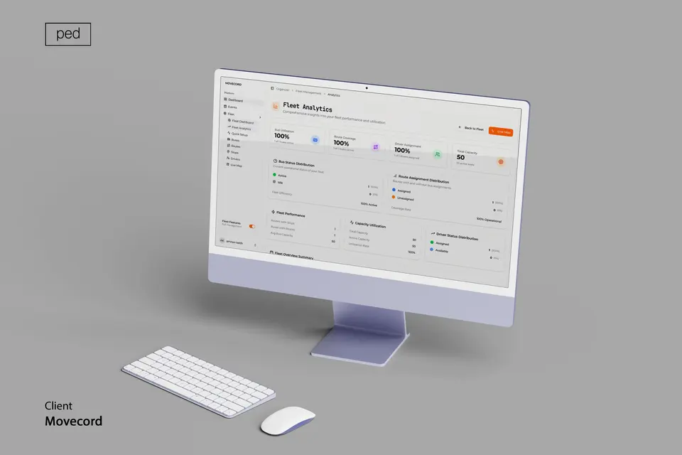 Desktop mockup of the Movecord fleet desk.
