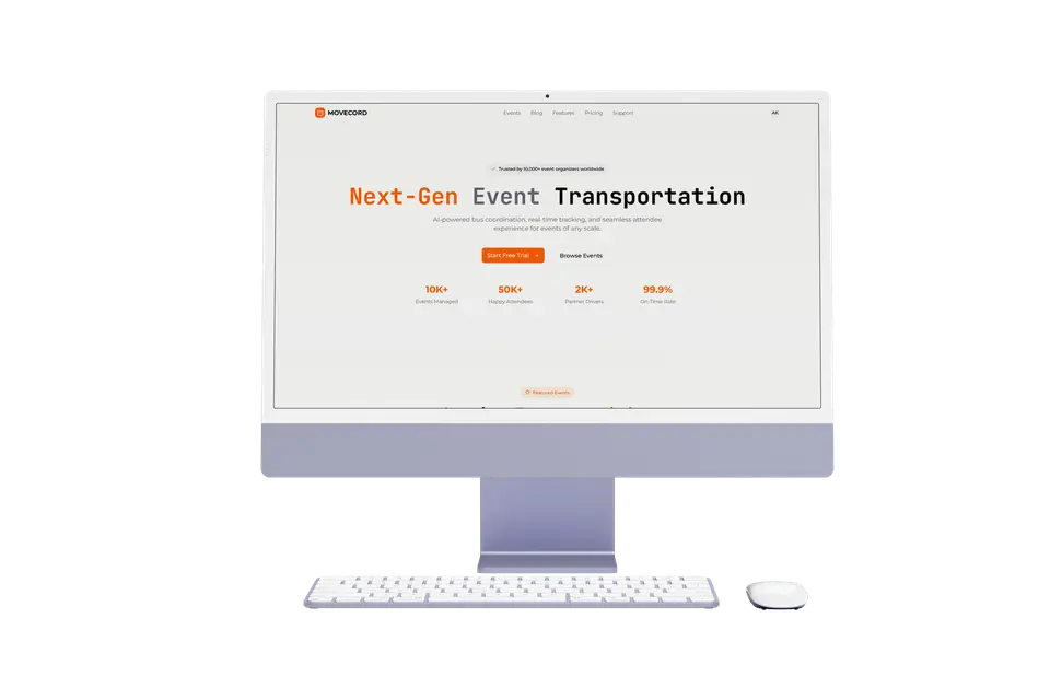 Movecord homepage mockup.
