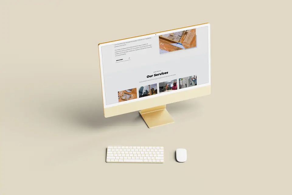 iMac showing the Nextlevel Development services page.